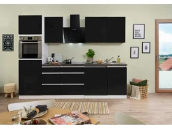 Respekta Premium Kühlschränke|Einbauküchen<Respekta Küchenzeile GLRP280HWS 280 cm Granit-Optik Grifflos