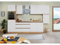 Best Respekta Premium Respekta Küchenzeile GLRP320HESWM Grifflos 320 cm -Sonoma Eiche Weiß Matt