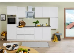 Respekta Premium Respekta Küchenzeile GLRP320HWWM Grifflos 320 cm< Kochfelder|Kühlschränke
