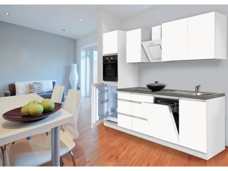 Respekta Premium Einbauküchen|Kochfelder<Respekta Küchenzeile GLRP280HWWM 280 cm Granit-Optik Grifflos