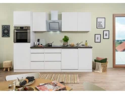 Respekta Premium Einbauküchen|Kochfelder<Respekta Küchenzeile GLRP280HWWM 280 cm Granit-Optik Grifflos