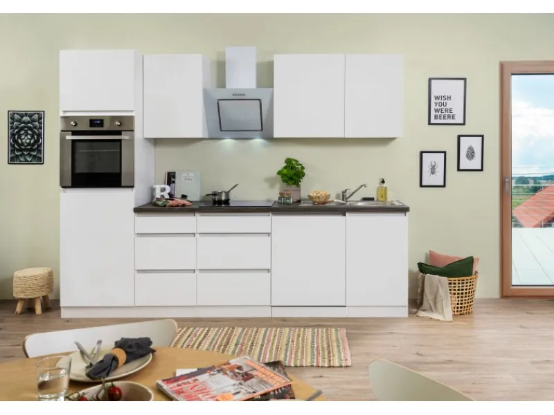 Respekta Premium Einbauküchen|Kochfelder<Respekta Küchenzeile GLRP280HWWM 280 cm Granit-Optik Grifflos