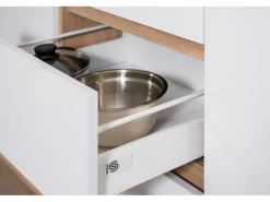 Clearance Respekta Premium Respekta Küchenzeile GLRP270HESG Grifflos 270 cm -Sonoma Eiche Grau Hochglanz