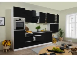 Respekta Premium Respekta Küchenzeile GLRP370HWS Grifflos 370 cm -Weiß< Kochfelder|Kühlschränke