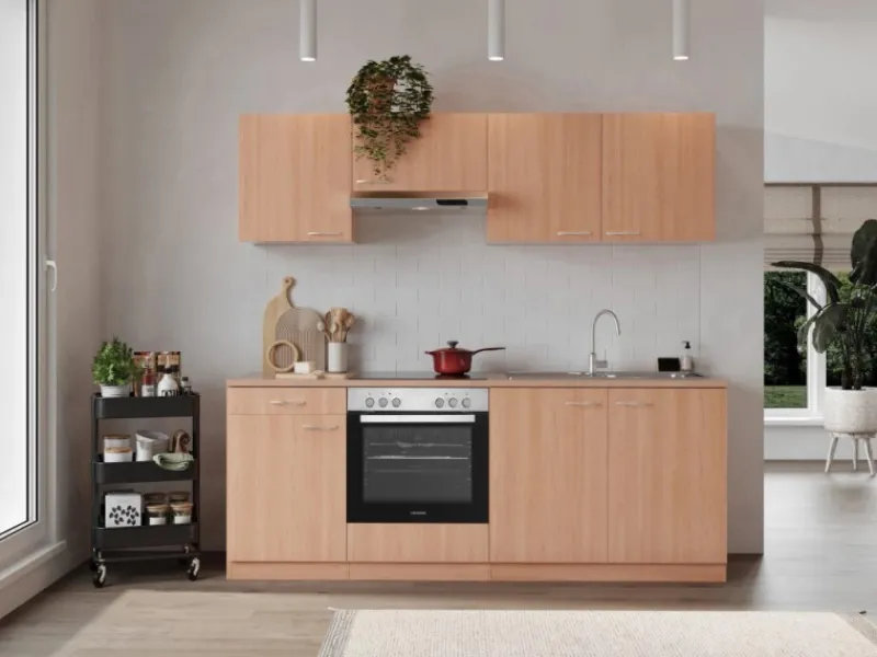 Respekta Einbauküchen<Küchenzeile KB210BBEC 210 cm Nachbildung