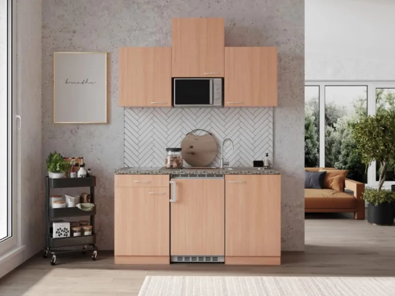 Respekta Pantryküchen|Miniküchen<Küchenzeile KB150BBMIC 150 cm Buche