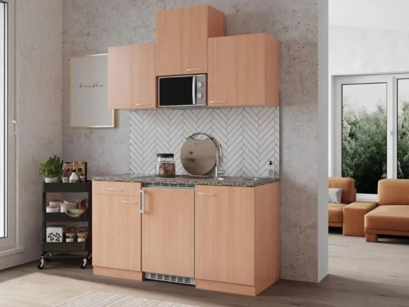 Respekta Pantryküchen|Miniküchen<Küchenzeile KB150BBMIC 150 cm Buche