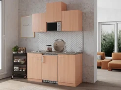Respekta Küchenzeile KB150BBMI 150 cm Nachbildung< Miniküchen|Single-Küchen