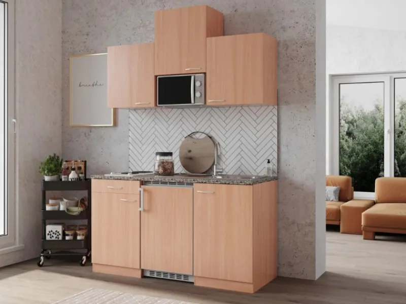 Respekta Küchenzeile KB150BBMI 150 cm Nachbildung< Miniküchen|Single-Küchen