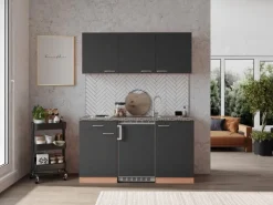 Respekta Pantryküchen|Miniküchen<Küchenzeile KB150BG 150 cm -Buche Nachbildung
