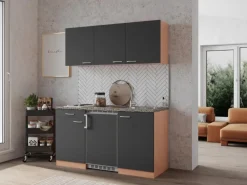 Respekta Pantryküchen|Miniküchen<Küchenzeile KB150BG 150 cm -Buche Nachbildung