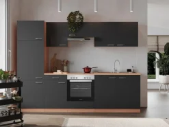 Respekta Kühlschränke|Einbauküchen<Küchenzeile KB270BGEC 270 cm -Buche Nachbildung