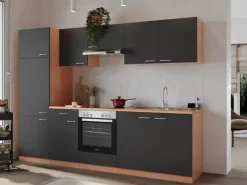 Respekta Kühlschränke|Einbauküchen<Küchenzeile KB270BGEC 270 cm -Buche Nachbildung