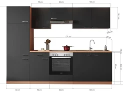 Respekta Kühlschränke|Einbauküchen<Küchenzeile KB270BGEC 270 cm -Buche Nachbildung
