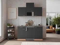 Respekta Miniküchen|Kochfelder<Küchenzeile KB150BGMI 150 cm -Buche Nachbildung