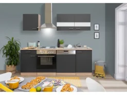 Respekta Küchenzeile KB220ESG 220 cm -Eiche Sägerau Nachbildung< Einbauküchen|Herde