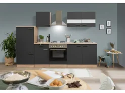 Respekta Küchenzeile KB270ESG 270 cm -Eiche Sägerau Nachbildung< Herde|Einbauküchen