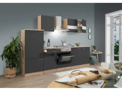 Respekta Küchenzeile KB270ESG 270 cm -Eiche Sägerau Nachbildung< Herde|Einbauküchen