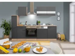 Respekta Küchenzeile KB250ESG 250 cm -Eiche< Herde|Einbauküchen