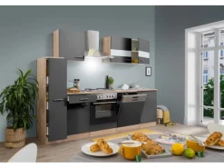 Respekta Küchenzeile KB250ESG 250 cm -Eiche< Herde|Einbauküchen