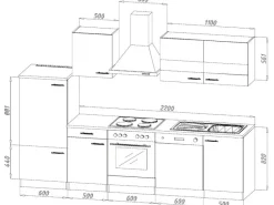 Respekta Küchenzeile KB280ESG 280 cm -Eiche Sägerau Nachbildung Grau