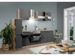 Respekta Single-Küchen|Kochfelder<Küchenzeile KB240ESGC 240 cm -Eiche