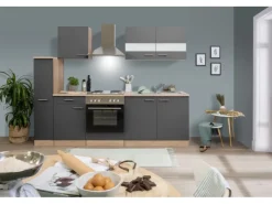 Respekta Kochfelder|Herde<Küchenzeile KB240ESG 240 cm -Eiche