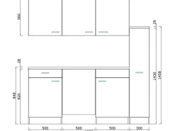 Best Respekta Küchenzeile KB180ESRMI 180 cm -Eiche Sägeräu Nachbildung Rot
