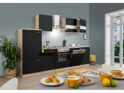 Respekta Kühlschränke|Winkelküchen<Küchenzeile KB280ESS 280 cm -Eiche Sägerau Nachbildung