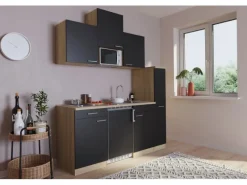 Respekta Küchenzeile KB180ESSMI 180 cm -Eiche Sägeräu Nachbildung< Winkelküchen|Single-Küchen