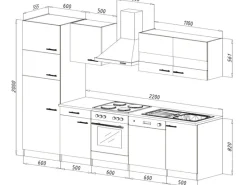 Respekta Winkelküchen|Einbauküchen<Küchenzeile KB280ESSCGKE 280 cm -Eiche Sägerau Nachbildung
