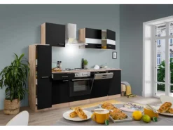 Outlet Respekta Küchenzeile KB250ESS 250 cm -Eiche Schwarz