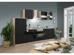 Respekta Küchenzeile KB270ESS 270 cm -Eiche Sägerau Nachbildung< Herde|Kühlschränke
