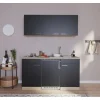 Respekta Küchenzeile KB150ESS  150 cm Schwarz-Eiche Sägerau< Miniküchen|Kochfelder