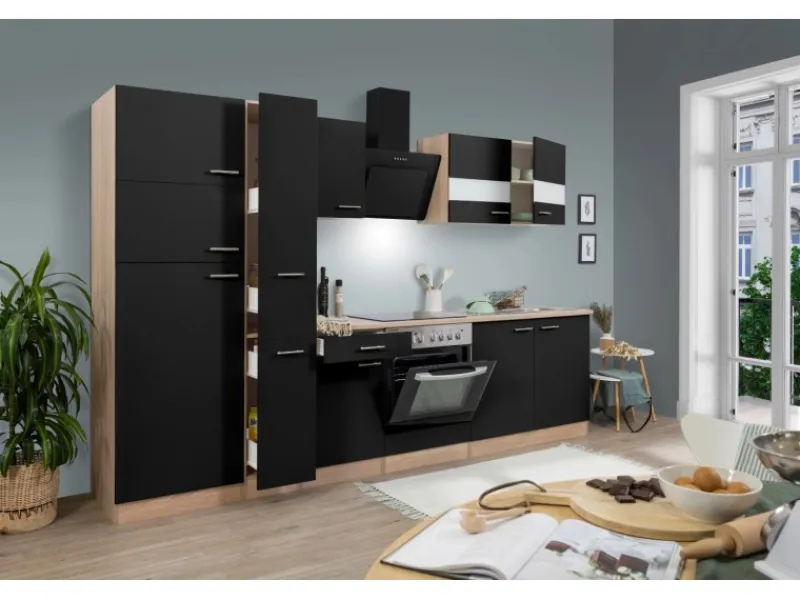 Respekta Küchenzeile KB300ESSCGKE 300 cm -Eiche Sägerau Nachbildung< Einbauküchen|Winkelküchen