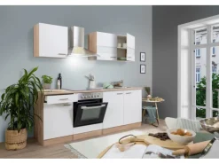 Respekta Einbauküchen|Küchenschränke<Küchenzeile KB210ESWC 210 cm -Eiche Sägerau Nachbildung