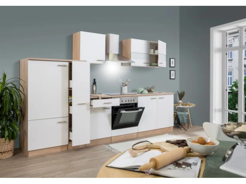 Respekta Küchenzeile KB300ESWC 300 cm -Eiche Sägerau Nachbildung< Winkelküchen|Einbauküchen