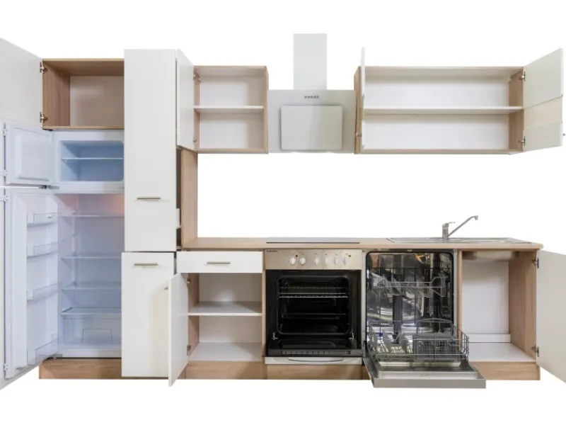 Respekta Küchenzeile KB310ESWCGKE 310 cm -Eiche Sägerau Nachbildung< Winkelküchen|Einbauküchen