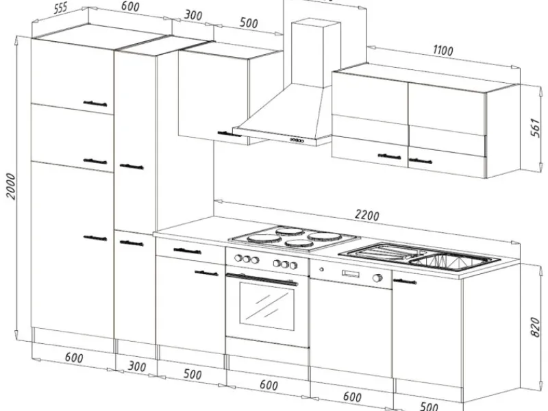 Respekta Küchenzeile KB310ESWCGKE 310 cm -Eiche Sägerau Nachbildung< Winkelküchen|Einbauküchen