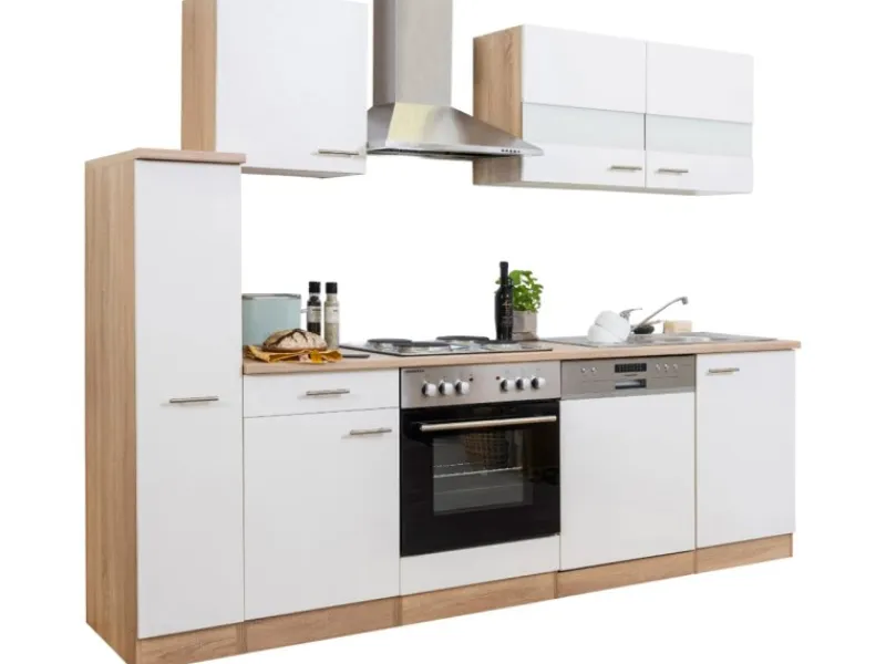 Respekta Küchenzeile KB250ESW 250 cm -Eiche< Herde