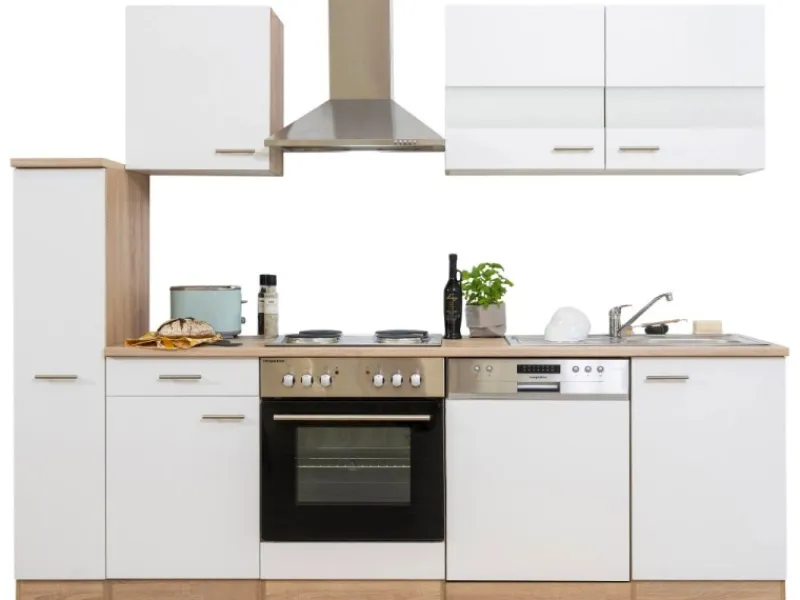 Respekta Küchenzeile KB250ESW 250 cm -Eiche< Herde