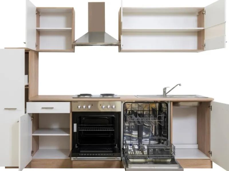 Respekta Küchenzeile KB250ESW 250 cm -Eiche< Herde