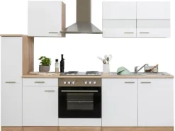 Hot Respekta Küchenzeile KB240ESW 240 cm -Eiche Weiß