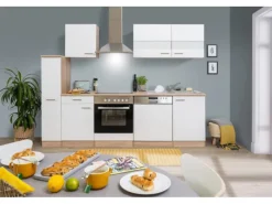 Respekta Küchenschränke<Küchenzeile KB250ESWC 250 cm -Eiche Glänzend