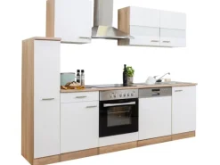 Respekta Küchenschränke<Küchenzeile KB250ESWC 250 cm -Eiche Glänzend