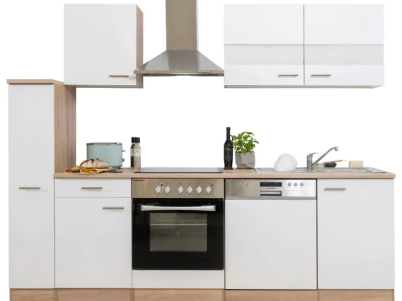 Respekta Küchenschränke<Küchenzeile KB250ESWC 250 cm -Eiche Glänzend