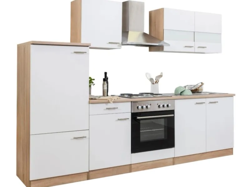Respekta Kühlschränke|Einbauküchen<Küchenzeile KB270ESW 270 cm -Eiche Sägerau Nachbildung