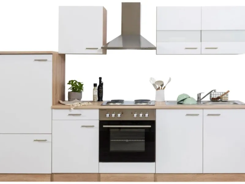Respekta Kühlschränke|Einbauküchen<Küchenzeile KB270ESW 270 cm -Eiche Sägerau Nachbildung