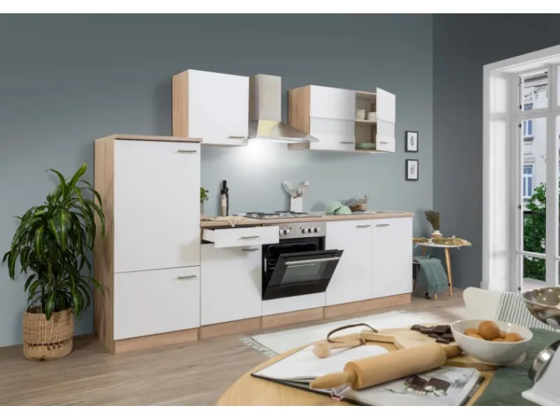 Respekta Kühlschränke|Einbauküchen<Küchenzeile KB270ESW 270 cm -Eiche Sägerau Nachbildung
