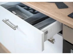 Discount Respekta Küchenzeile KB210ESW 210 cm -Eiche Sägerau Nachbildung Weiß
